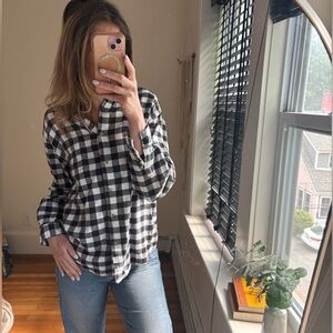 Vintage Authentic Riders Jeanswear Women’s Flannel L Black White Button-Up Shirt